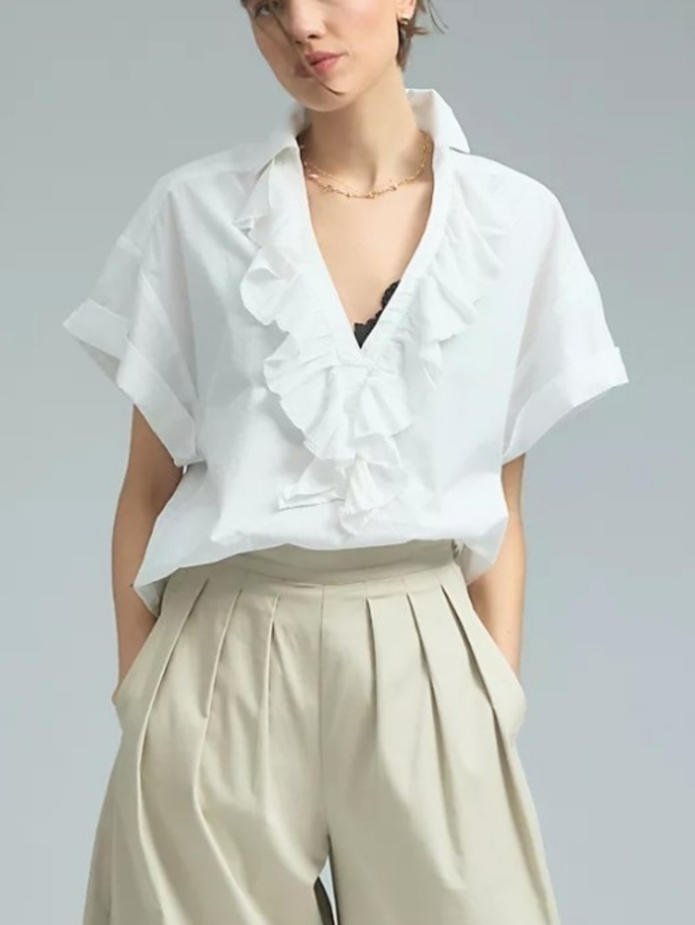 Anthropologie Pilcro White Reworked Oversized Short Sleeve Shirt